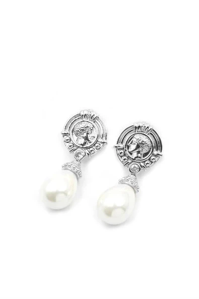 LitaeTrend Madalyon İncili Küpe - Gümüş - Resim 2