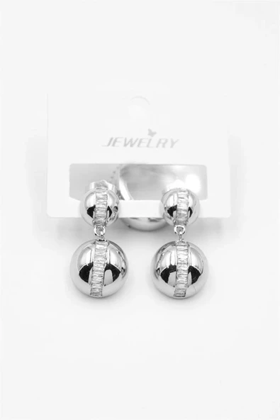 LitaeTrend Baget Taşlı Küpe - Gümüş - Resim 2