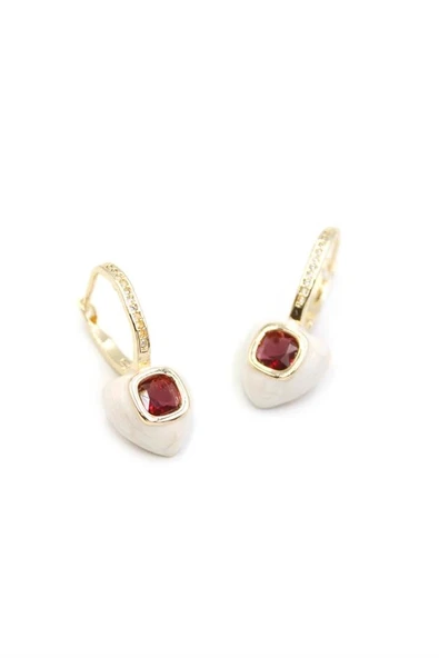 LitaeTrend Mineli Kalp Küpe - Kırmızı - Resim 2