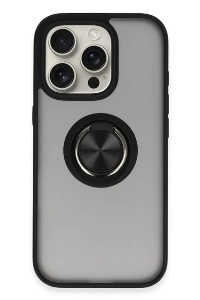 iPhone 16 Pro Kılıf Montreal Yüzüklü Silikon Kapak - Siyah ürün görseli