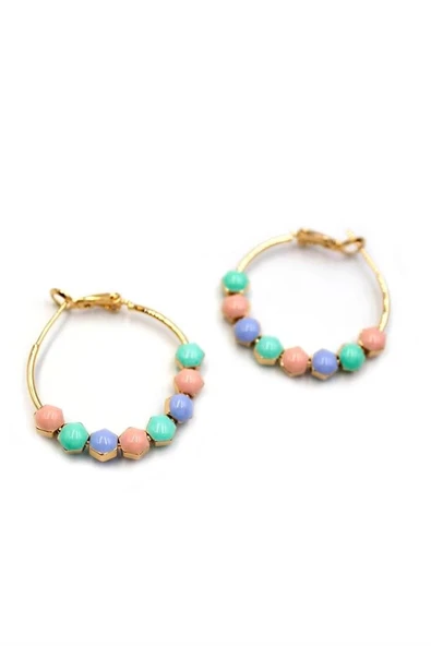 LitaeTrend Mineli Halka Küpe - ÇOK RENKLİ ürün görseli 1