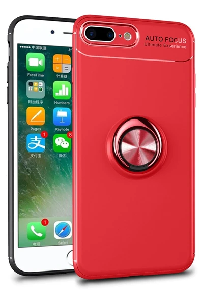 iPhone 7 Plus Kılıf Range Yüzüklü Silikon - Kırmızı ürün görseli