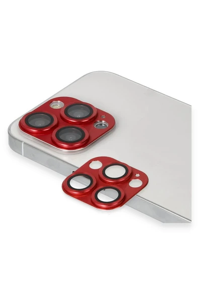 iPhone 13 Pro Max Pers Alüminyum Kamera Lens - Kırmızı - Resim 3