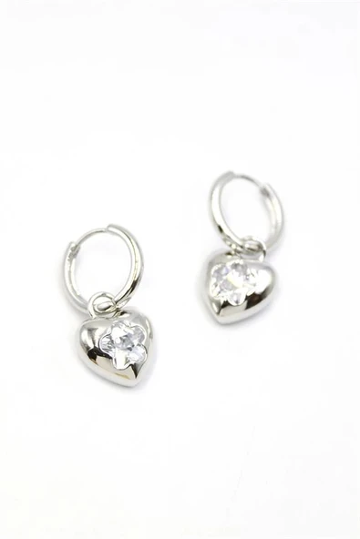 LitaeTrend Kalp Küpe - Gümüş - Resim 2