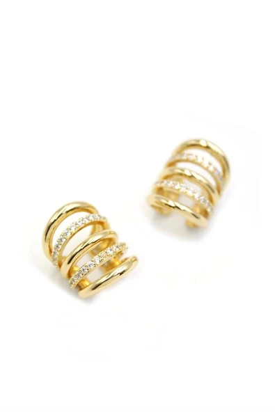 LitaeTrend 2'li Taşlı Kıkırdak Küpe - Altın ürün görseli 1