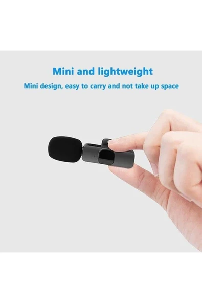 2 Adet Kablosuz Yaka Mikrofonu Typ-c 2'li Mini Mikrofon K9 - Resim 3