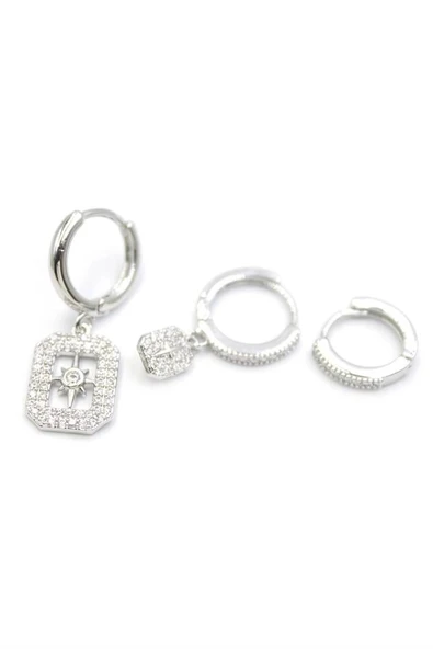 LitaeTrend 3'lü Kutup Yıldızı Küpe - Gümüş ürün görseli 1