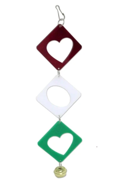 Kareli Oval Çanlı Kuş Oyuncağı 20 cm Zilli - Resim 2