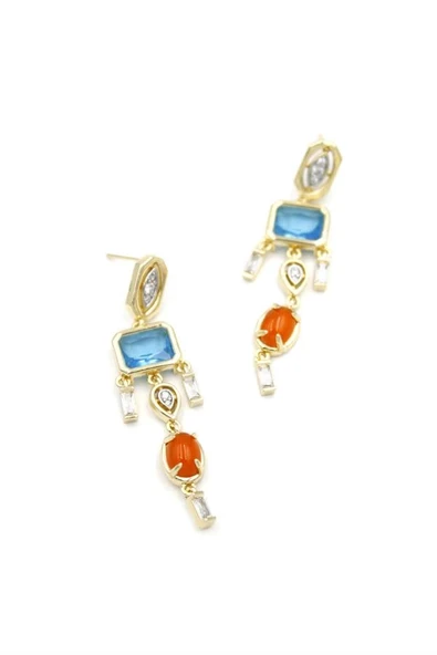 LitaeTrend Taşlı Küpe - Altın - Resim 2