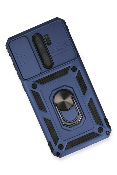 Xiaomi Redmi Note 8 Pro Kılıf Pars Lens Yüzüklü Silikon - Lacivert - 3