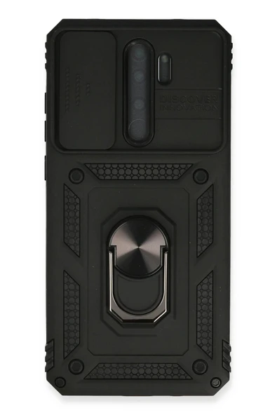 Xiaomi Redmi Note 8 Pro Kılıf Pars Lens Yüzüklü Silikon - Siyah - 1