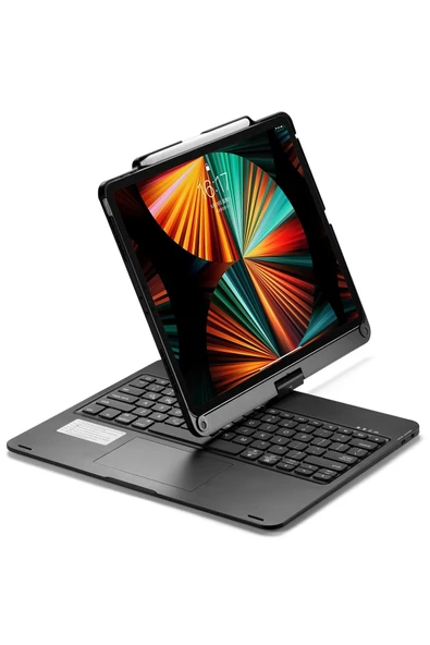 iPad Pro 12.9 (2021) Kılıf Magic Dönen Klavyeli Tablet Kılıf - Siyah - Resim 3