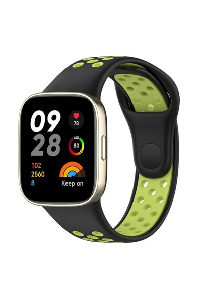 Xiaomi Redmi Watch 3 Spor Delikli Kordon - Siyah-Yeşil ürün görseli