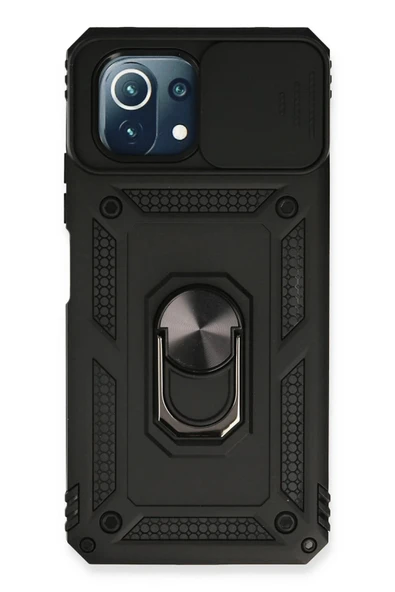 Xiaomi Mİ 11 Lite Kılıf Pars Lens Yüzüklü Silikon - Siyah ürün görseli