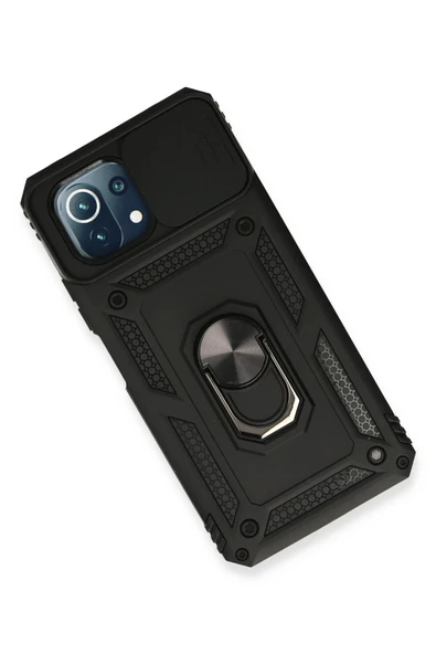 Xiaomi Mİ 11 Lite Kılıf Pars Lens Yüzüklü Silikon - Siyah - Resim 3
