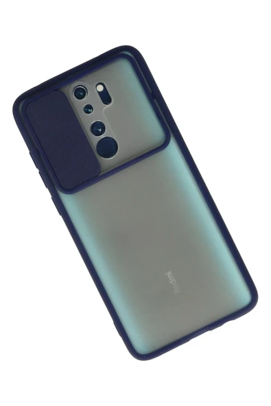 Xiaomi Redmi Note 8 Pro Kılıf Palm Buzlu Kamera Sürgülü Silikon - Lacivert - 2