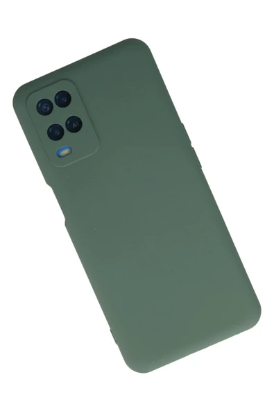 Oppo A54 4G Kılıf Nano içi Kadife Silikon - Koyu Yeşil - Resim 2