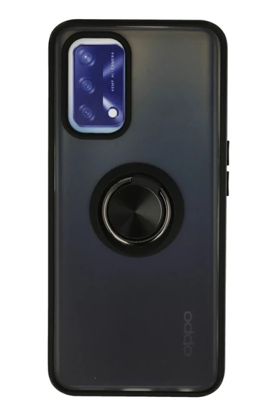 Oppo A74 4G Kılıf Montreal Yüzüklü Silikon Kapak - Siyah ürün görseli