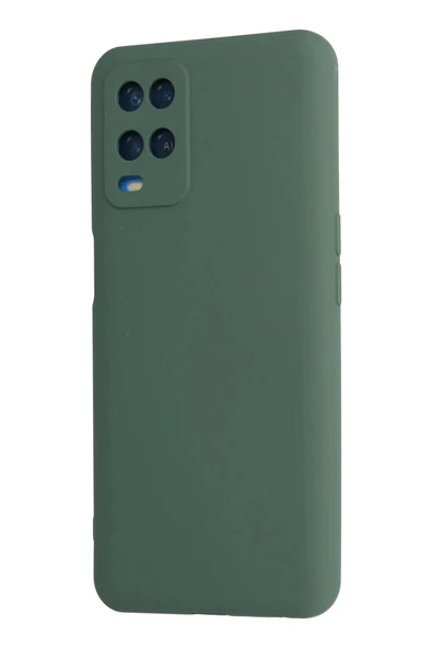Oppo A54 4G Kılıf Nano içi Kadife Silikon - Koyu Yeşil - Resim 3