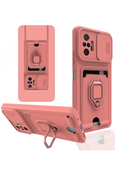 Xiaomi Redmi Note 10 Pro Kılıf Zuma Kartvizitli Yüzüklü Silikon - Pembe ürün görseli