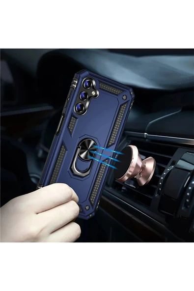 Samsung Galaxy A04S Kılıf Sofya Yüzüklü Silikon Kapak - Rose - Resim 4