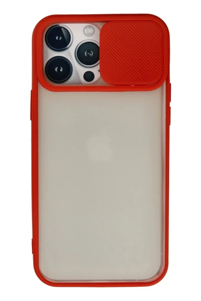 iPhone 13 Pro Max Kılıf Palm Buzlu Kamera Sürgülü Silikon - Kırmızı ürün görseli