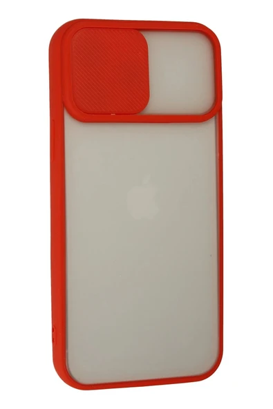 iPhone 13 Pro Max Kılıf Palm Buzlu Kamera Sürgülü Silikon - Kırmızı - Resim 2