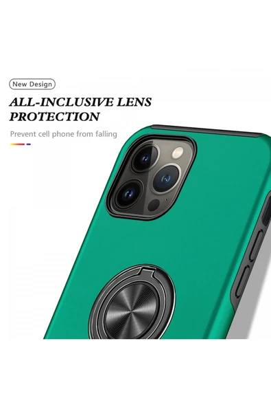 iPhone 13 Pro Max Kılıf Elit Yüzüklü Kapak - Yeşil - Resim 4