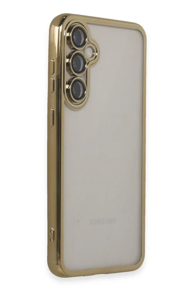 Samsung Galaxy S23 FE Kılıf Lensli Silikon - Gold - Resim 2