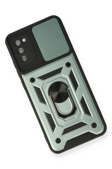 Samsung Galaxy A03S Kılıf Pars Lens Yüzüklü Silikon - Yeşil - Resim 3