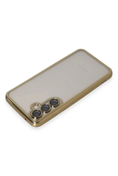 Samsung Galaxy S23 FE Kılıf Lensli Silikon - Gold - Resim 3