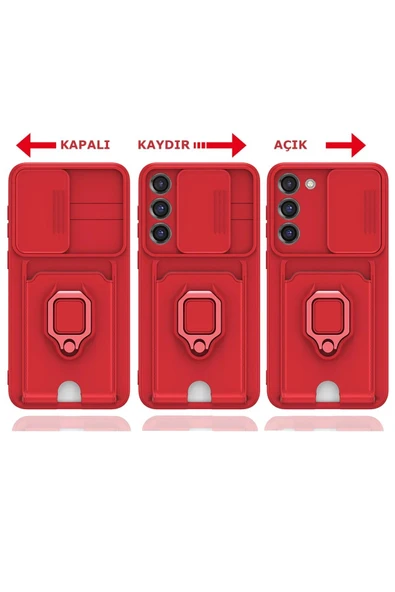 Samsung Galaxy S23 Plus Kılıf Zuma Kartvizitli Yüzüklü Silikon - Lila - Resim 4