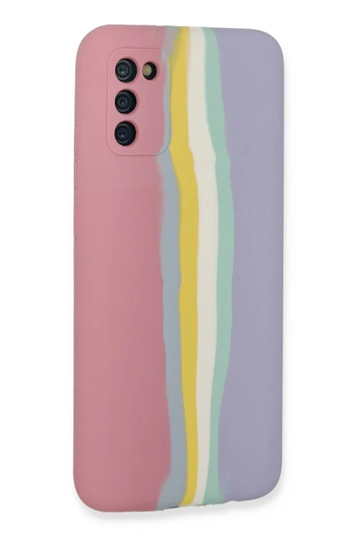 Samsung Galaxy A03S Kılıf Ebruli Lansman Silikon - Pembe-Lila - Resim 3