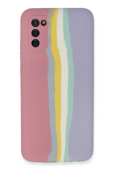 Samsung Galaxy A03S Kılıf Ebruli Lansman Silikon - Pembe-Lila ürün görseli