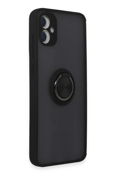 Samsung Galaxy A05 Kılıf Montreal Yüzüklü Silikon Kapak - Siyah - Resim 2