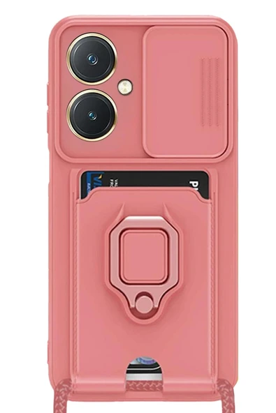 Vivo Y27 Kılıf Zuma Kartvizitli Yüzüklü Silikon - Pembe ürün görseli