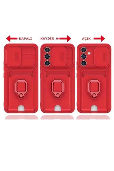 Samsung Galaxy A54 5G Kılıf Zuma Kartvizitli Yüzüklü Silikon - Pembe - Resim 4