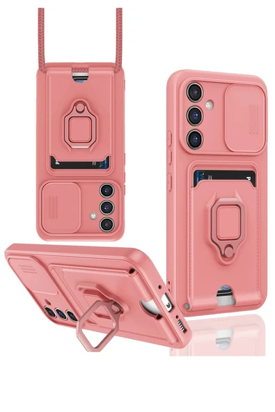 Samsung Galaxy A54 5G Kılıf Zuma Kartvizitli Yüzüklü Silikon - Pembe ürün görseli