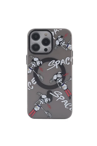 iPhone 14 Pro Kılıf Apollo Magneticsafe Desenli Kapak - Apollo Siyah - 3 - Resim 3