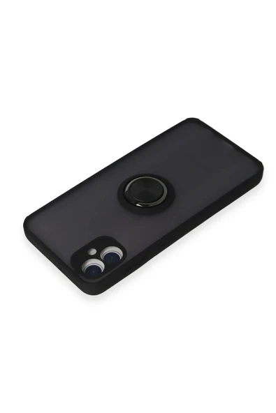 Samsung Galaxy A05 Kılıf Montreal Yüzüklü Silikon Kapak - Siyah - Resim 3