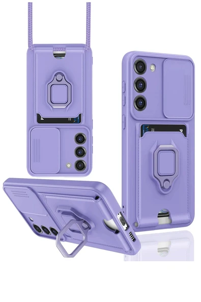 Samsung Galaxy S23 Plus Kılıf Zuma Kartvizitli Yüzüklü Silikon - Lila ürün görseli