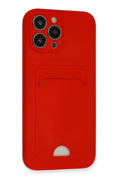 iPhone 13 Pro Max Kılıf Kelvin Kartvizitli Silikon - Kırmızı - Resim 2