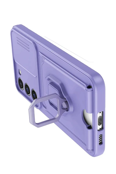 Samsung Galaxy S23 Plus Kılıf Zuma Kartvizitli Yüzüklü Silikon - Lila - Resim 3