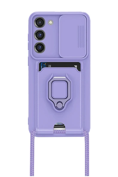 Samsung Galaxy S23 Plus Kılıf Zuma Kartvizitli Yüzüklü Silikon - Lila - Resim 2