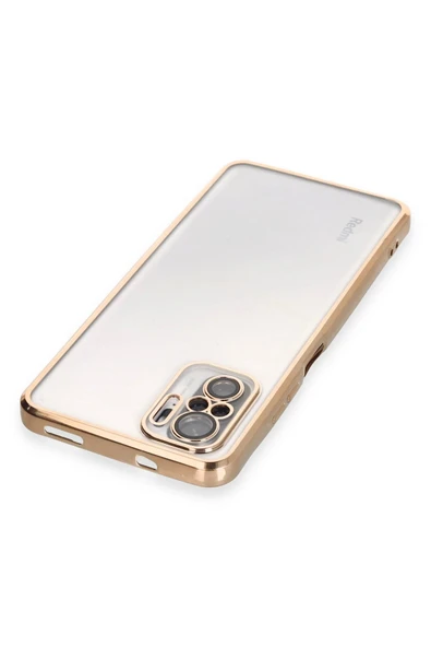 Xiaomi Redmi Note 10 Kılıf Lensli Silikon - Gold - Resim 3