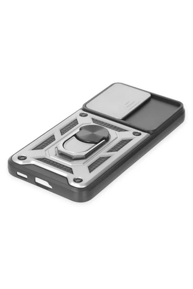 Samsung Galaxy S24 Kılıf Pars Lens Yüzüklü Silikon - Gümüş - Resim 5