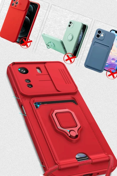 Xiaomi Redmi 13C Kılıf Zuma Kartvizitli Yüzüklü Silikon - Lacivert - Resim 4