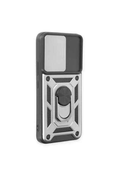 Samsung Galaxy S24 Kılıf Pars Lens Yüzüklü Silikon - Gümüş - Resim 2