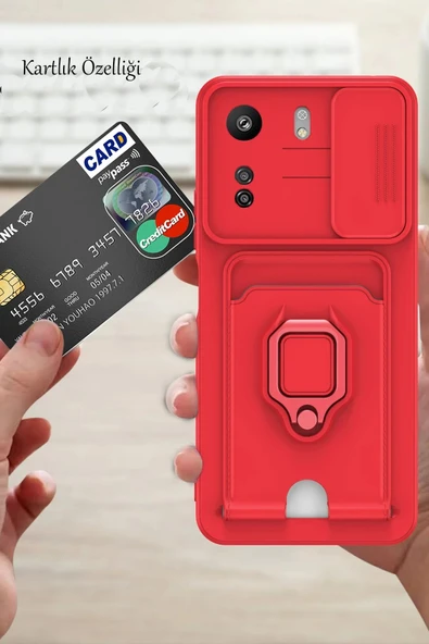 Xiaomi Redmi 13C Kılıf Zuma Kartvizitli Yüzüklü Silikon - Lacivert - Resim 3