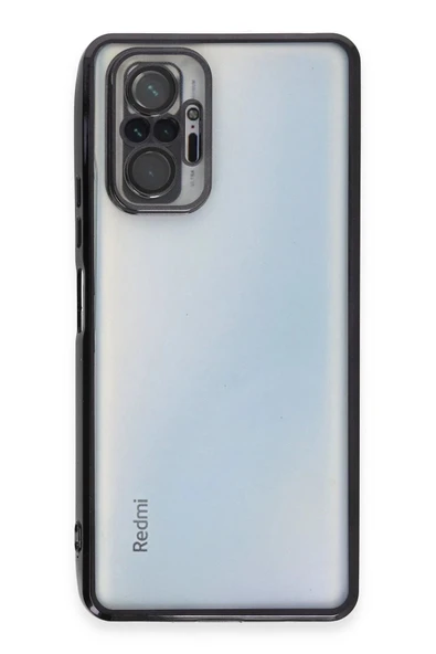 Xiaomi Redmi Note 10 Pro Kılıf Lensli Silikon - Siyah - Resim 2